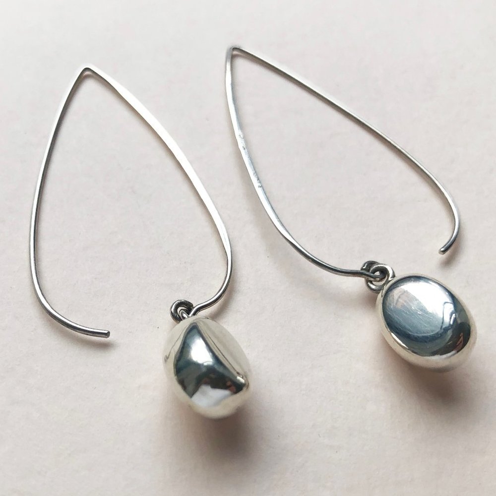 Long Dangle Threader Earrings Silver, Large Accen… - image 7